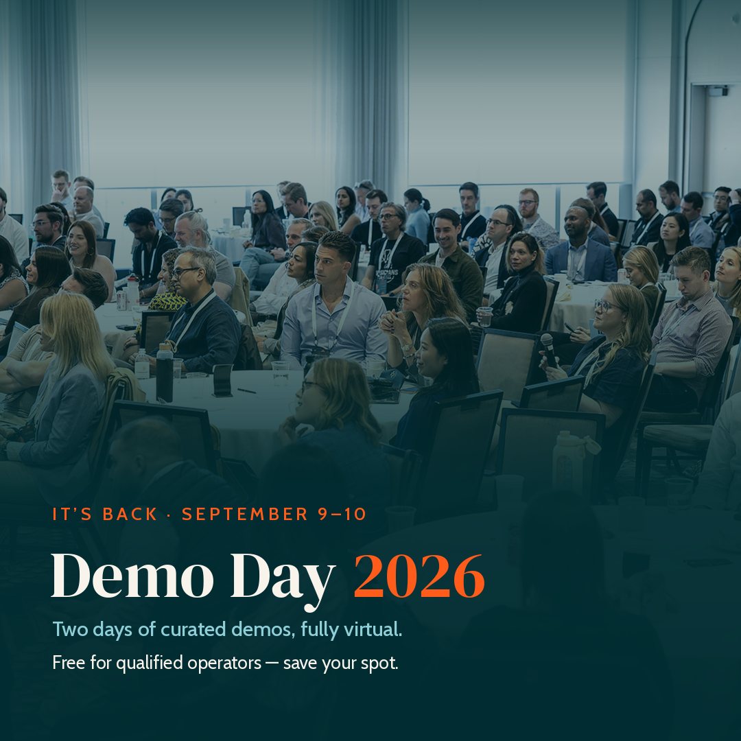 Demo Day 2026 save-the-date graphic: two days of curated demos, fully virtual, free for qualified operators